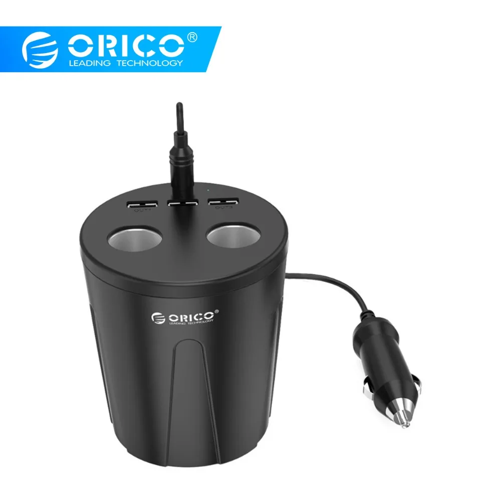

ORICO 3 Port USB Phone Charger with Cup Holder Car Cigarette Lighter for USB Device