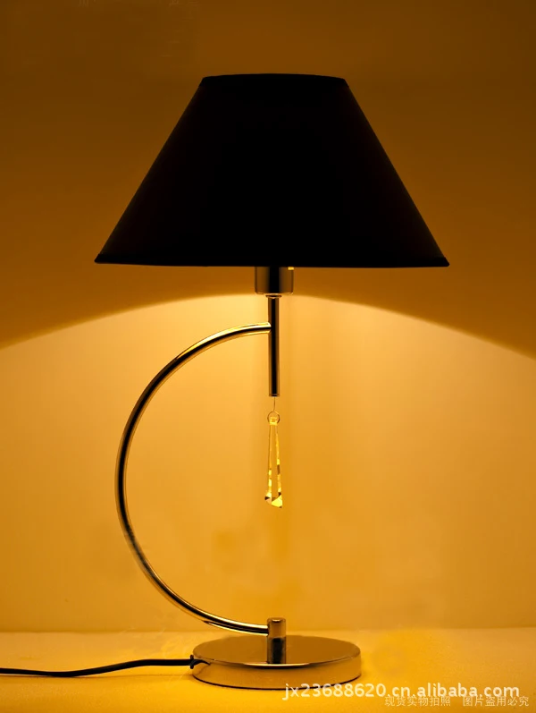 

Curved table lamp wrought iron lamp American country style home decoration black lampshade Bedside table lamp