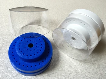 

2pcs Round Dentist Dental Burs Holder Block Case 60 Holes Slots with Plastic Lid