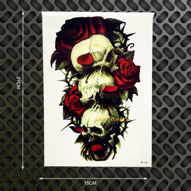 1PC Designs Rose Skull Head Flash Removable Tattoo Fake Body Art Arm Sleeve Tattoo For Men GHB-418 Women Tatto Car Styling 1PC Designs Rose Skull Head Flash Removable Tattoo Fake Body Art Arm Sleeve Tattoo For Men GHB-418 Women Tatto Car Styling