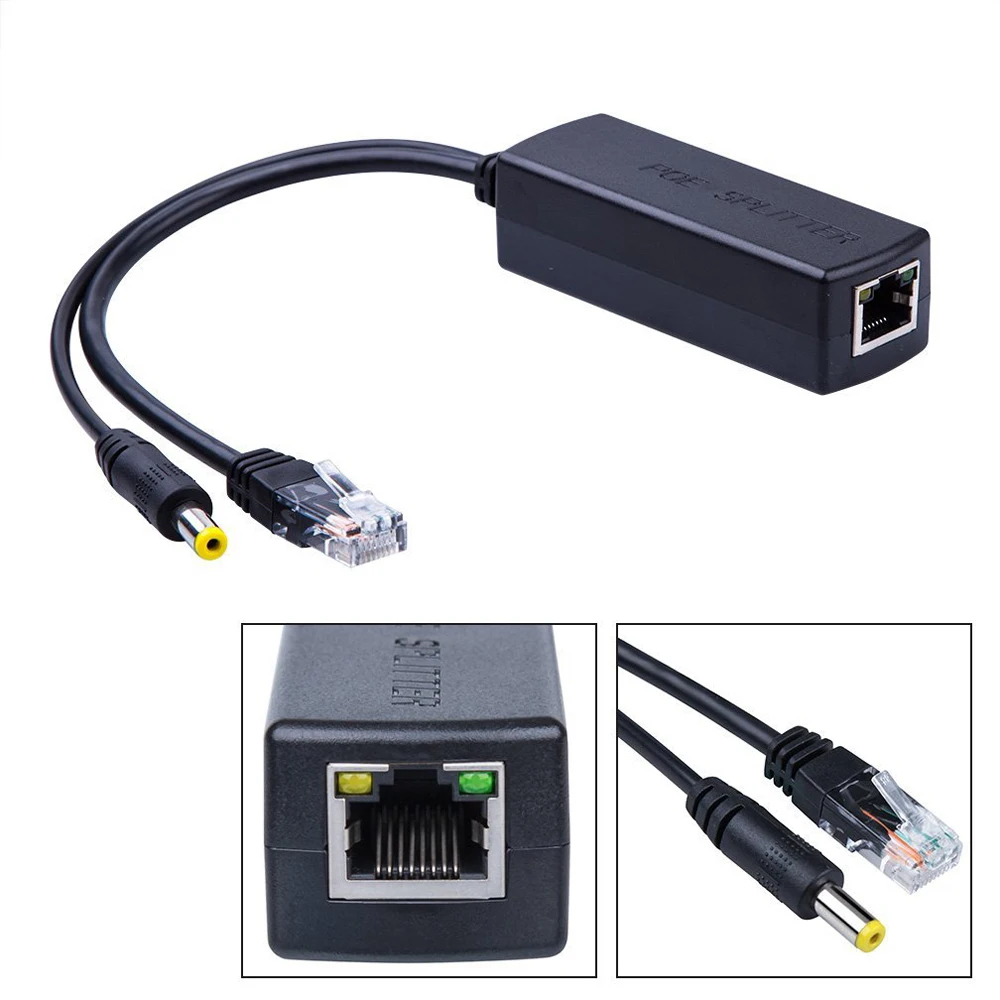 Gigabit Active PoE Splitter Power Over Ethernet 48V to 12V 1A-2A 10//100//1000Mbps