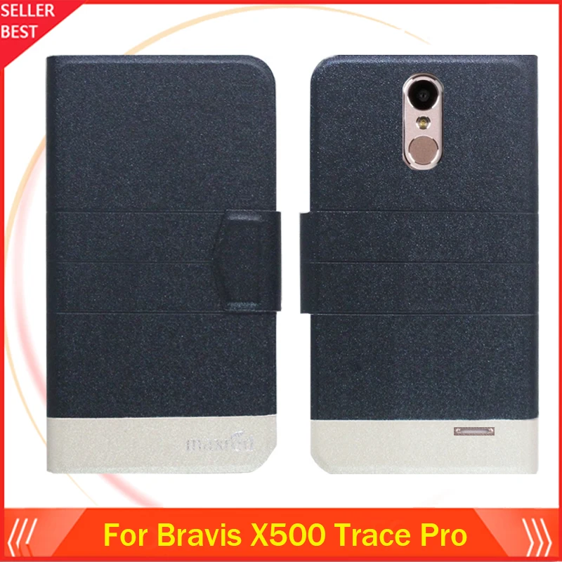 

5 Colors Hot!! Bravis X500 Trace Pro Case Ultra-thin Flip Leather Exclusive Phone Cover Folio Book Card Slots Free Shipping