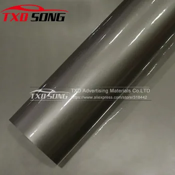 

1.52*20M High glossy Grey car vinyl sticker urtra glossy vinyl film with air free bubbles by free shipping
