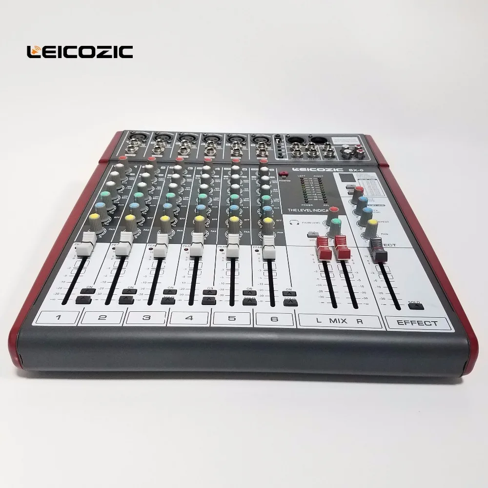 Leicozic 6-канальный профессиональная микшерная консоль BX-6 стойку звука консольный микшер цифровой мини-Консоль mixeur консоли
