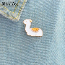 Bebê lhama esmalte pino bonito animal emblema broches presente dos desenhos animados ícones jaqueta casaco vestido botão pino presente para a menina crianças filha