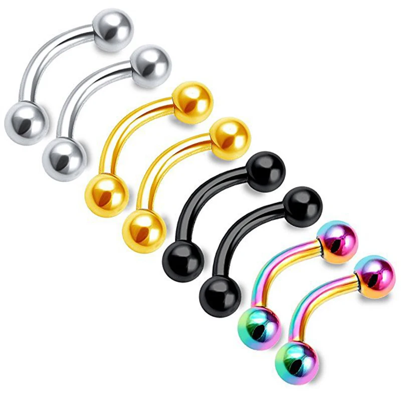 

Wholesale 20PCS/lot 18G 3mm Ball Eyebrow Snug Daith Helix Rook Earring Surgical Steel Piercing Curved Barbell Lip Ring