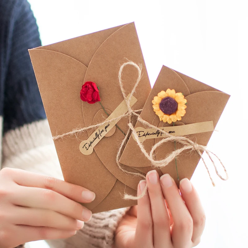 1 шт DIY крафт-имитация цветок поздравительная открытка пригласительная Свадебная вечеринка аксессуары спасибо день рождения открытка бумага подарок Вечерние