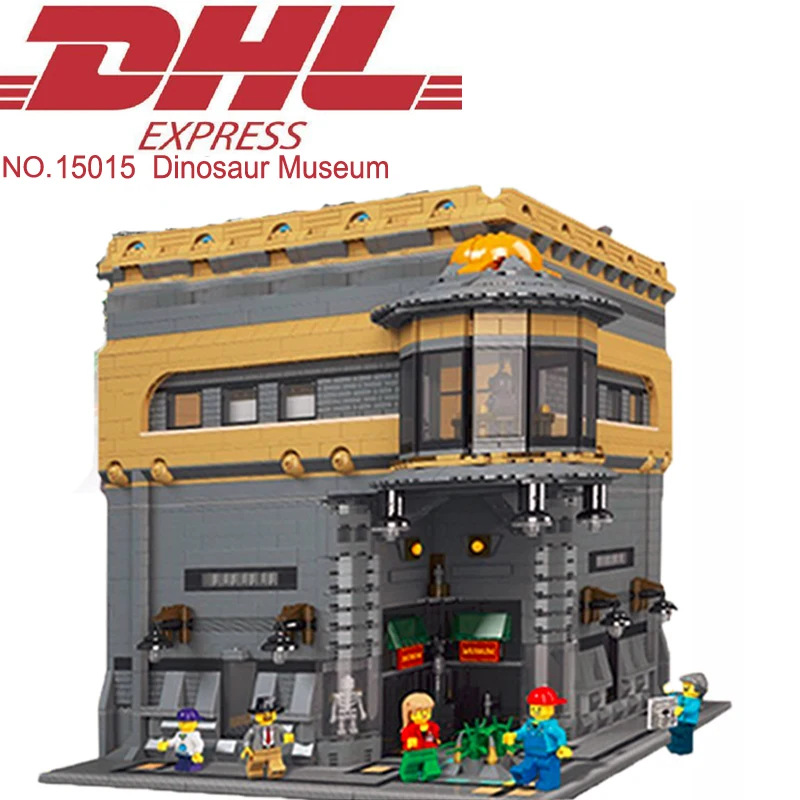 

2018 New Lepin 15015 5003Pcs MOC City Street Dinosaur Museum Model Building Kit Blocks Bricks Compatible Toy For Children Figure