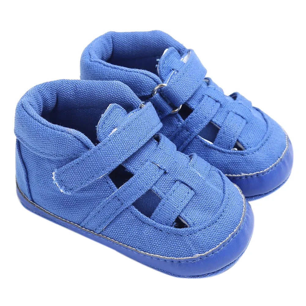 

LONSANT Baby Sandals Solid Canvas Hook & Loop Soft Sole Crib Shoes Girl boys summer fashion Sandals Newborn cute shoes