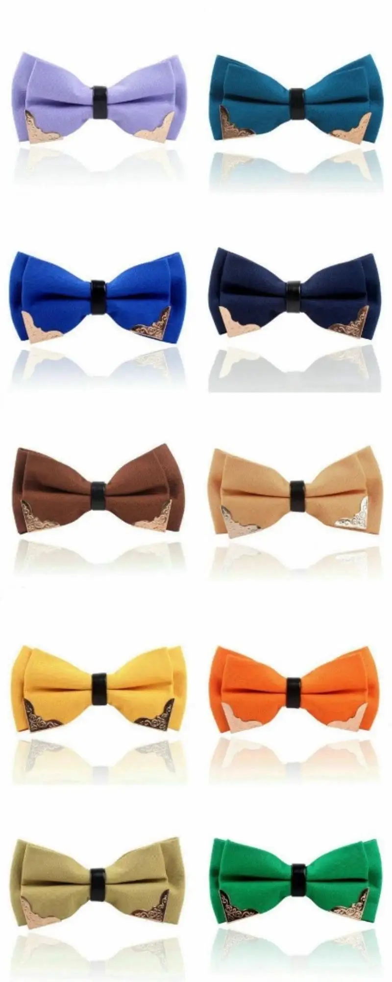 New Men's Metal Corner Stripe Bow Wedding Party Groomsmen Double Stripe Bow Tie