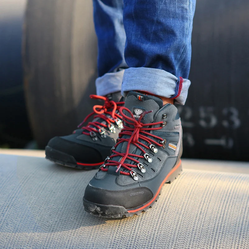 Najtaniej BOUSSAC męskie buty turystyczne wodoodporne skórzane buty buty Climbing   rybackie nowe popularne buty na świeżym powietrzu mężczyzna wysokiej góry buty zimowe