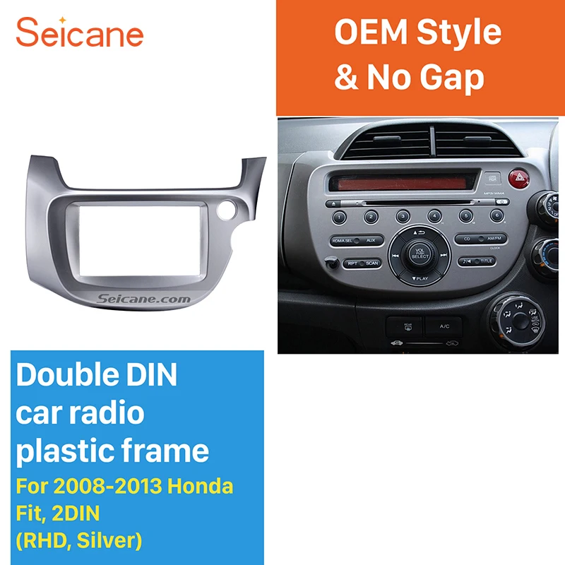 Seicane серебро 2 Дин радио фасции Для 2008 2009 2010 2011 2012 2013 Honda Fit RHD аудио рамка стерео интерфейс панель Адаптер