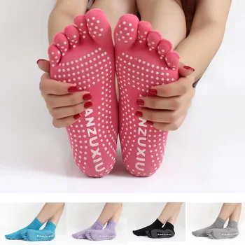 

Women Five Fingers Socks Non slip Massage Rubber Fitness Warm Socks Dance Pilates Socks
