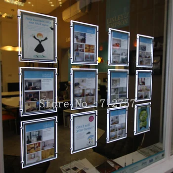 

A3 Vertical Cable Hanging Acrylic Frame LED Window Display Light Pocket Crystal lightbox for Real Estate Agent,Property Agent,