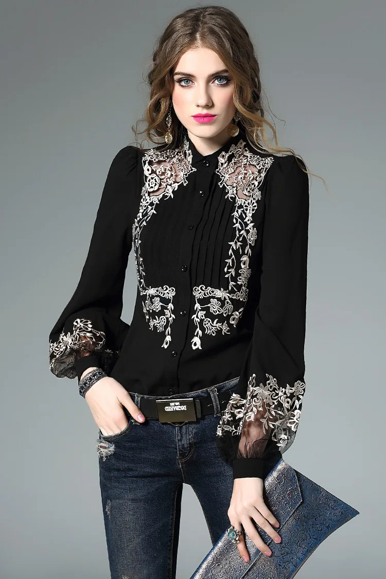 Floral Embroidered Silk Blouse (17)