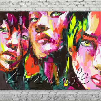 

Palette knife portrait Face Oil painting Character figure canvas Hand painted Francoise Nielly wall Art picture 710