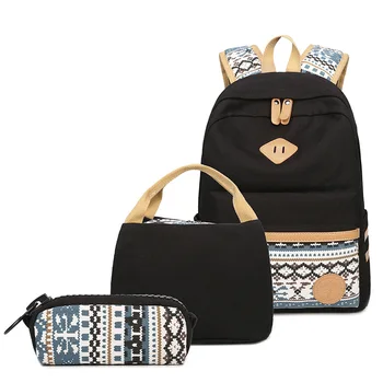 

Junior High School bags Students of Teens Girl for Lunch Box Bag Pencil Female Casual Preppy Style Canvas Women Travel Backpack