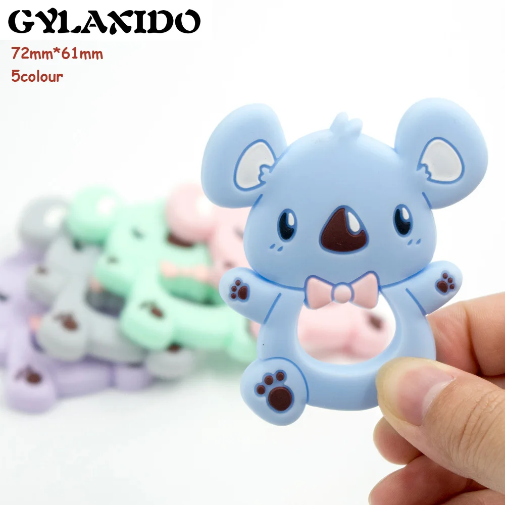 

10PC Silicone Animal Cartoon Grey Koala Teether Food Grade BPA Free For Baby Teething Chew Charms Silicone Teether Bead Toy Gift