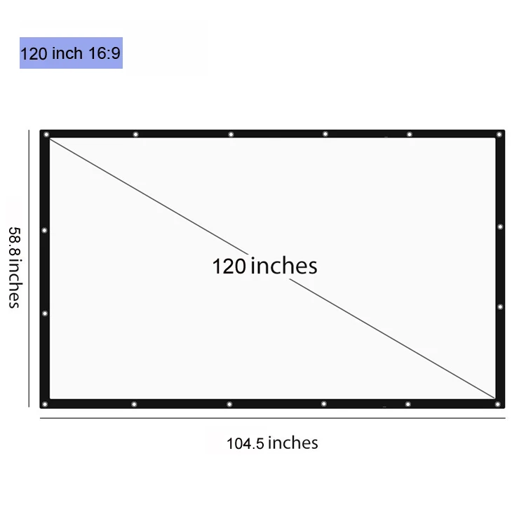 100-150 дюймов 16:9 Белый Портативный складной проекционный экран для HD кинопроектора, задняя пленка Proyeccion Pelicula шторы