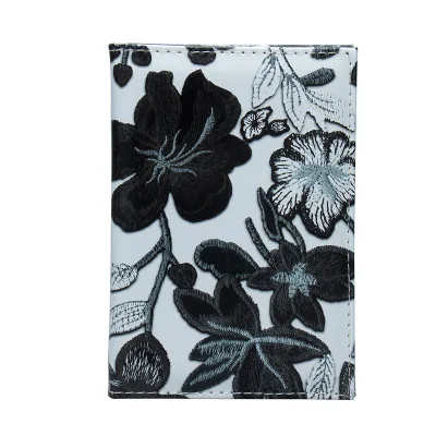 New Fashion Floral Passport Cover Travel Passport Case Russia Document Cover SIM Passport ID Card Holders For Women - Цвет: Black