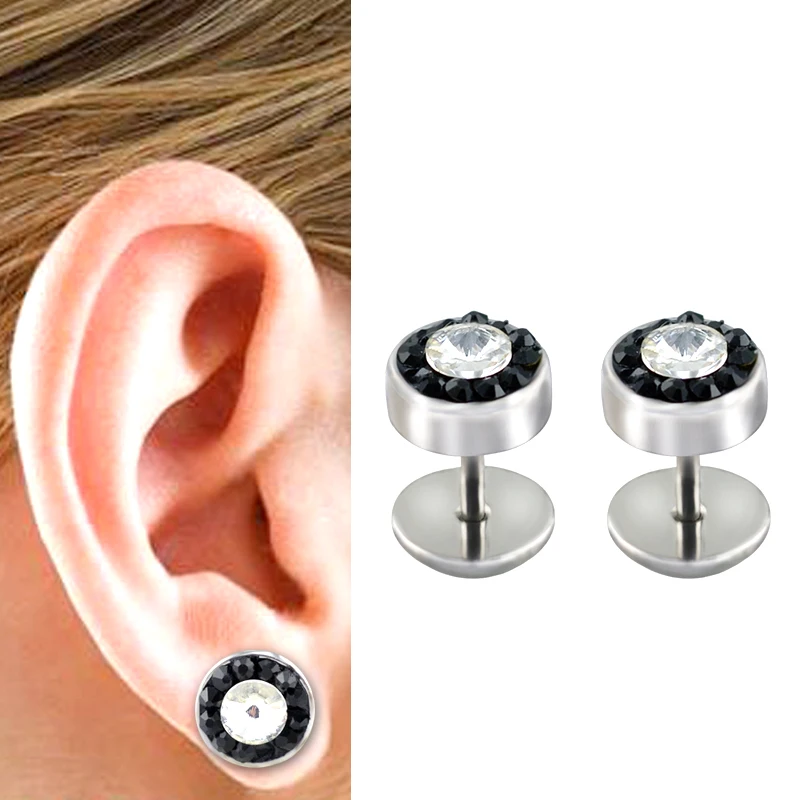 Stainless steel 16g fake body piercings mens fake plug earrings faux