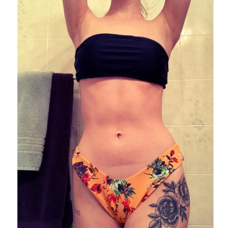 

Bikini Set Strapless Swimsuits Floral High Cut Swim Bottoms Low Waist Two Piece Swimsuit Bathing Suits Beach Clothing Swimwear