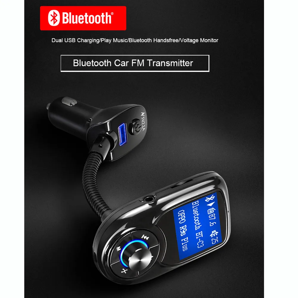 Bluetooth двойной USB порт Смарт Быстрое Автомобильное зарядное устройство Многофункциональный дисплей FM/MP3 плеер для смартфонов планшет#10