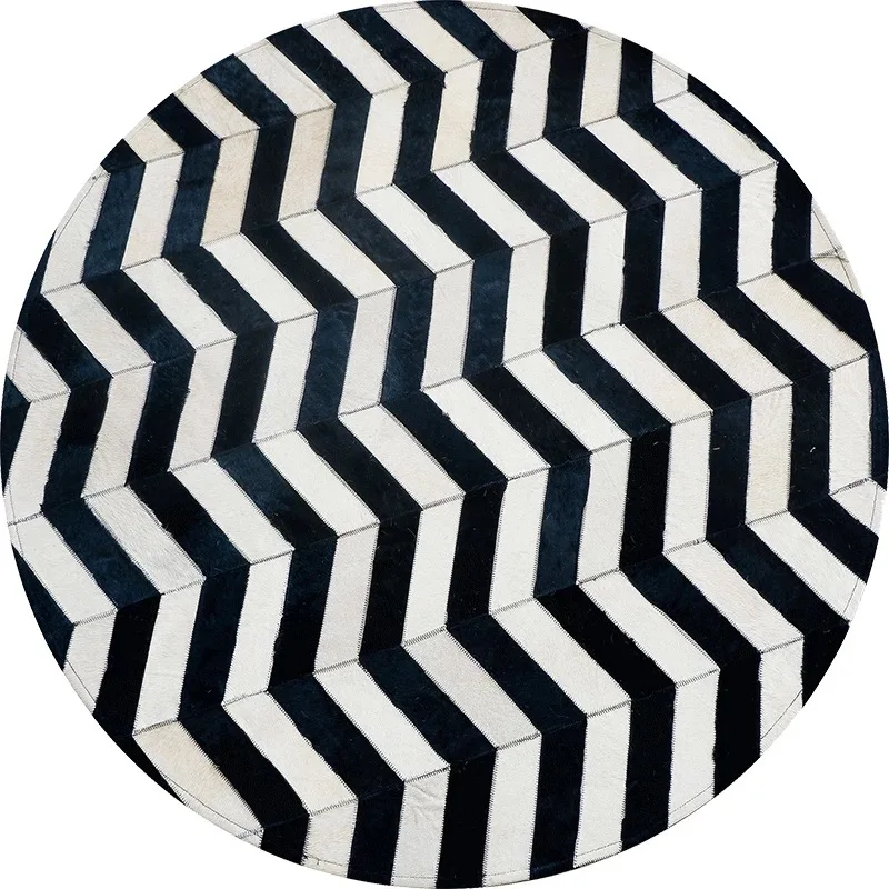 Tapete preto e branco redondo Outlet