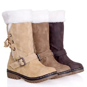 

Large size cuffed snow boots winter thick hair warm in the tube female cotton boots holiday gift womens boots