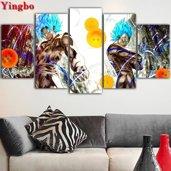 

5 pcs 5D diy Diamond Painting Anime Dragon Ball Z full square Diamond Embroidery Diamond Mosaic Cross Stitch Kids room decor