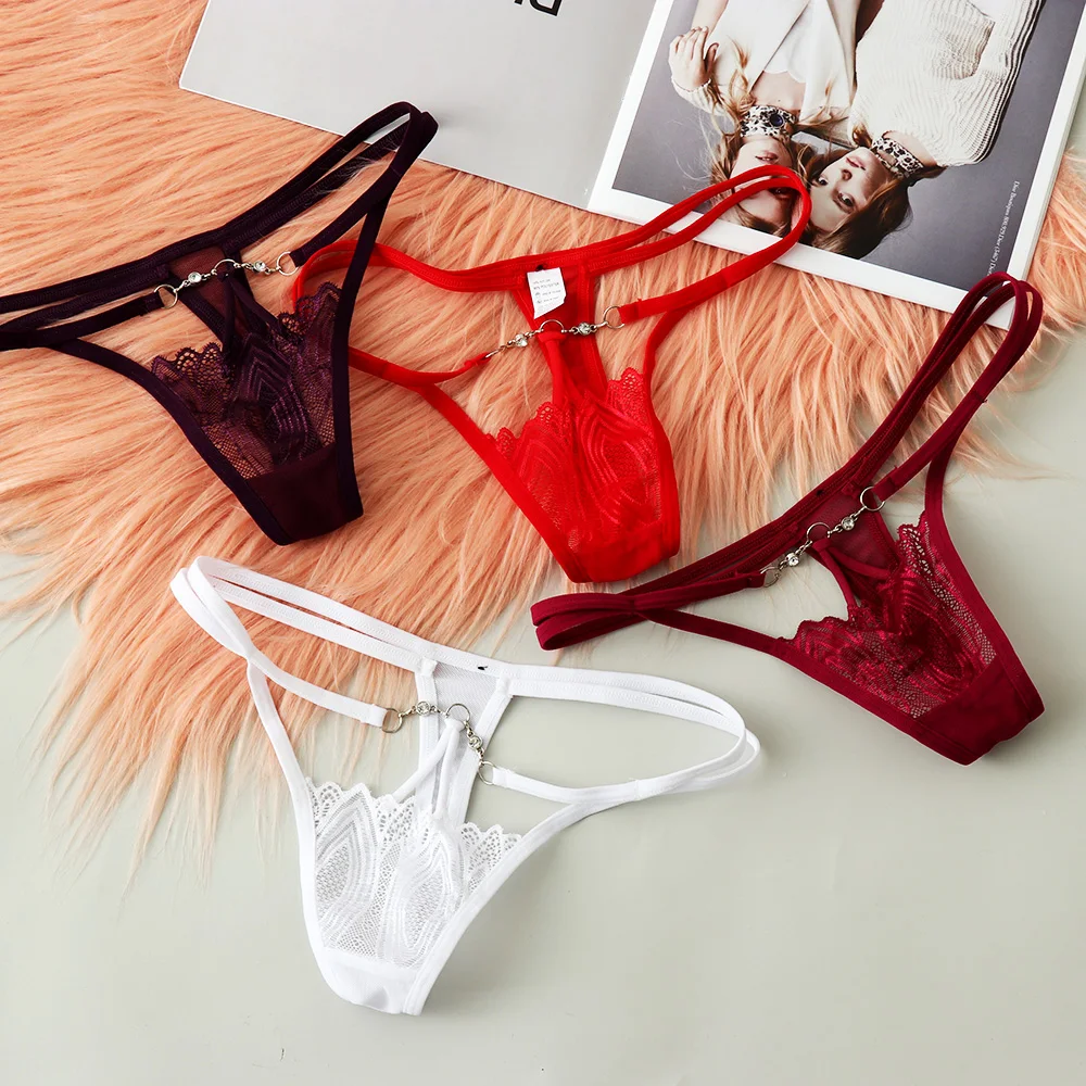 

1PC Lady Erotic Lingerie Sexy Lace Flowers Panties Low Waist G-string Transparent T-back Briefs Women Charming Thongs Underwear