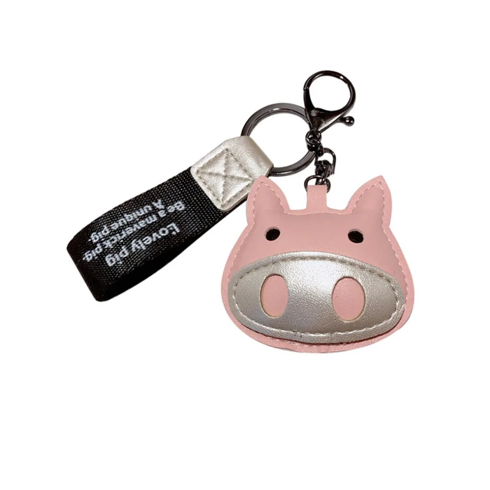 

Cartoon Anime Pu bleather Animal Pig Doll Keychains Women Car Bag Pendant Belt Trinkets Key Chains Porte Clef Christmas Gift