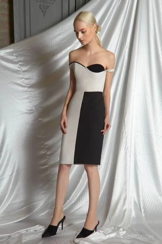 Bodycon dress knee length shoulder white off two piece winter