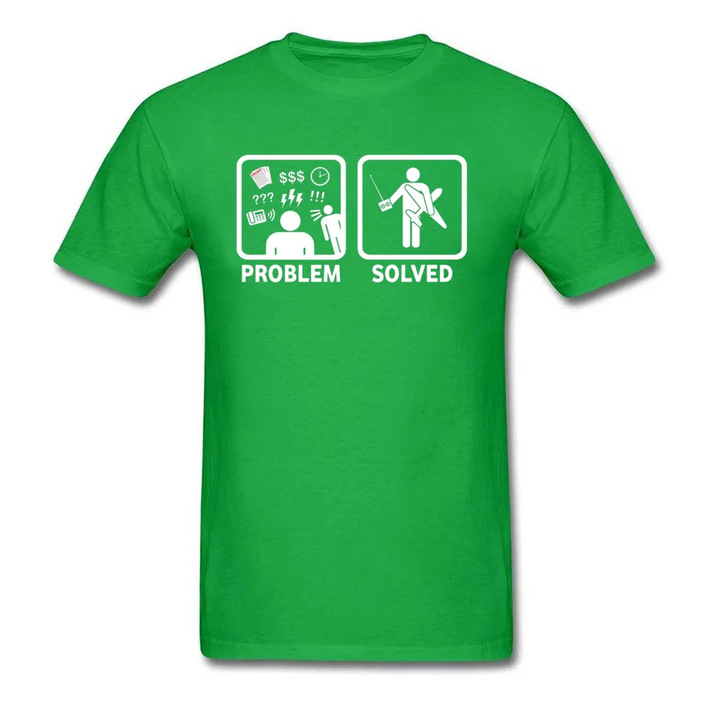Normal 100% Cotton Design Tops Shirts Fashion Short Sleeve Men T-Shirt Custom Summer/Autumn Clothing Shirt Round Neck RC Radio Controlled Planes Problem Solved 4813 green