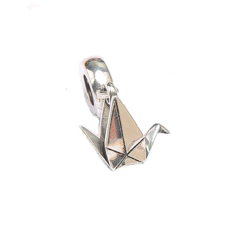 

DIY Beads Fits Pandora DIY Bracelet 925 Sterling Silver Jewelry Origami Crane Silver Dangle Original Charms Wholesale