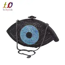 Oro evil eye mujeres bolsa de embrague bolso de noche de plata femme pochette bolsa de Cristal de lujo bling del partido del monedero del Embrague Del día SC023