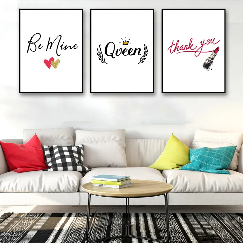 Living Room Decoration Modern A4 Prints Cartoon Lipstick Love Letter Queen Painting Nordic Style Poster Canvas Pictures Wall Art | Дом и сад