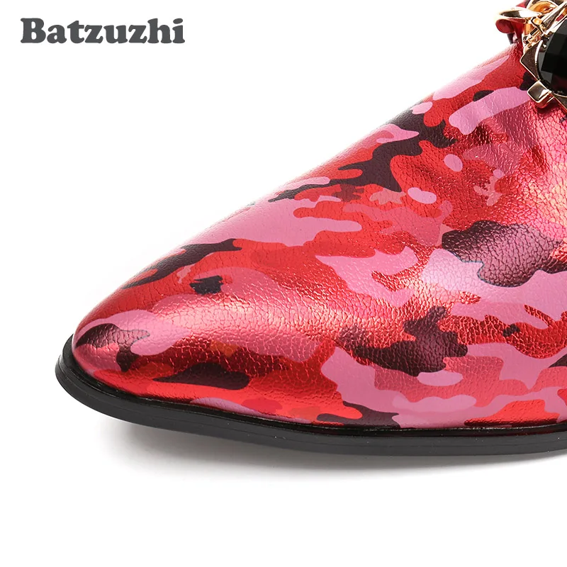 Batzuzhi большой Размеры 46 итальянский Стиль дизайнера Мужская обувь Кожа Роскошная обувь Для мужчин красный/синий Для мужчин S