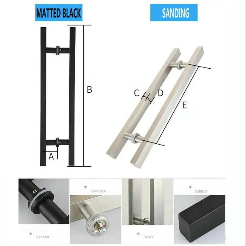 glass door handle stainless square door handle (1)