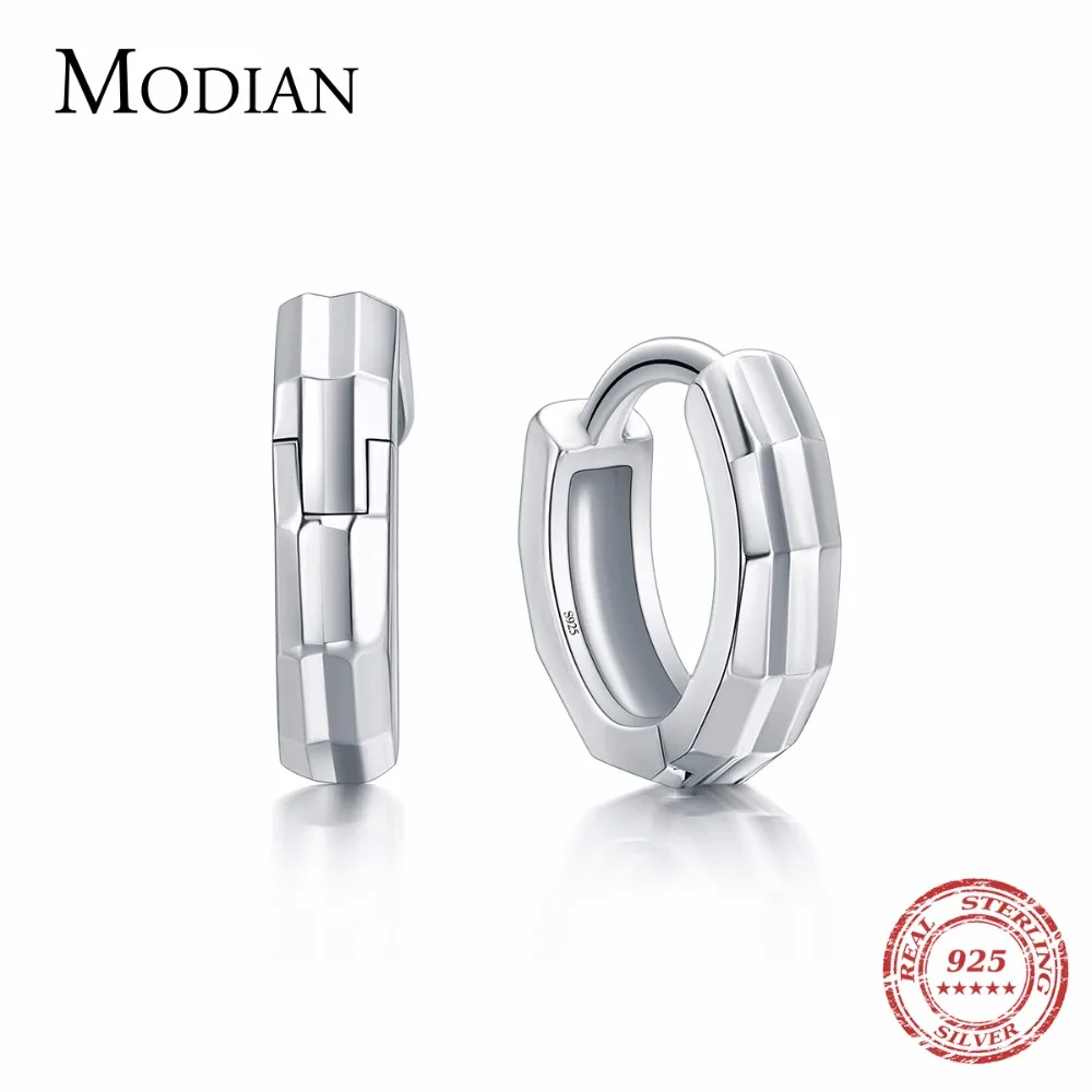 

Modian Genuine 100% 925 Sterling Silver Stereoscopic Fashion Hoop Earrings Simple Classic Jewelry For Women Birthday Present