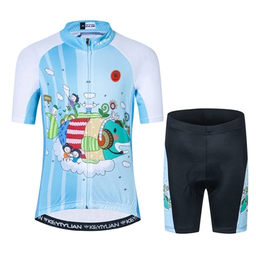 Детская велосипедная одежда с коротким рукавом 3D гелевые шорты костюм детский Велоспорт Джерси комплект для мальчиков и девочек велосипедный свитер-Джерси велосипедный одежда 9 стиль - Цвет: CD2008