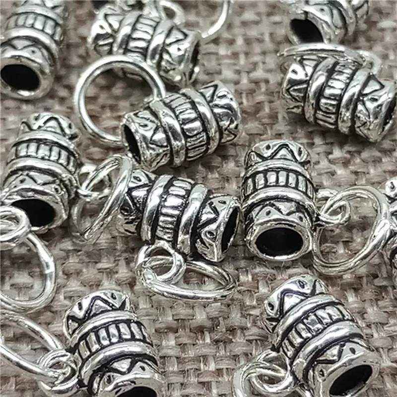 

8 Pieces of 925 Sterling Silver Bohemian Tube Charms for Bracelet Necklace