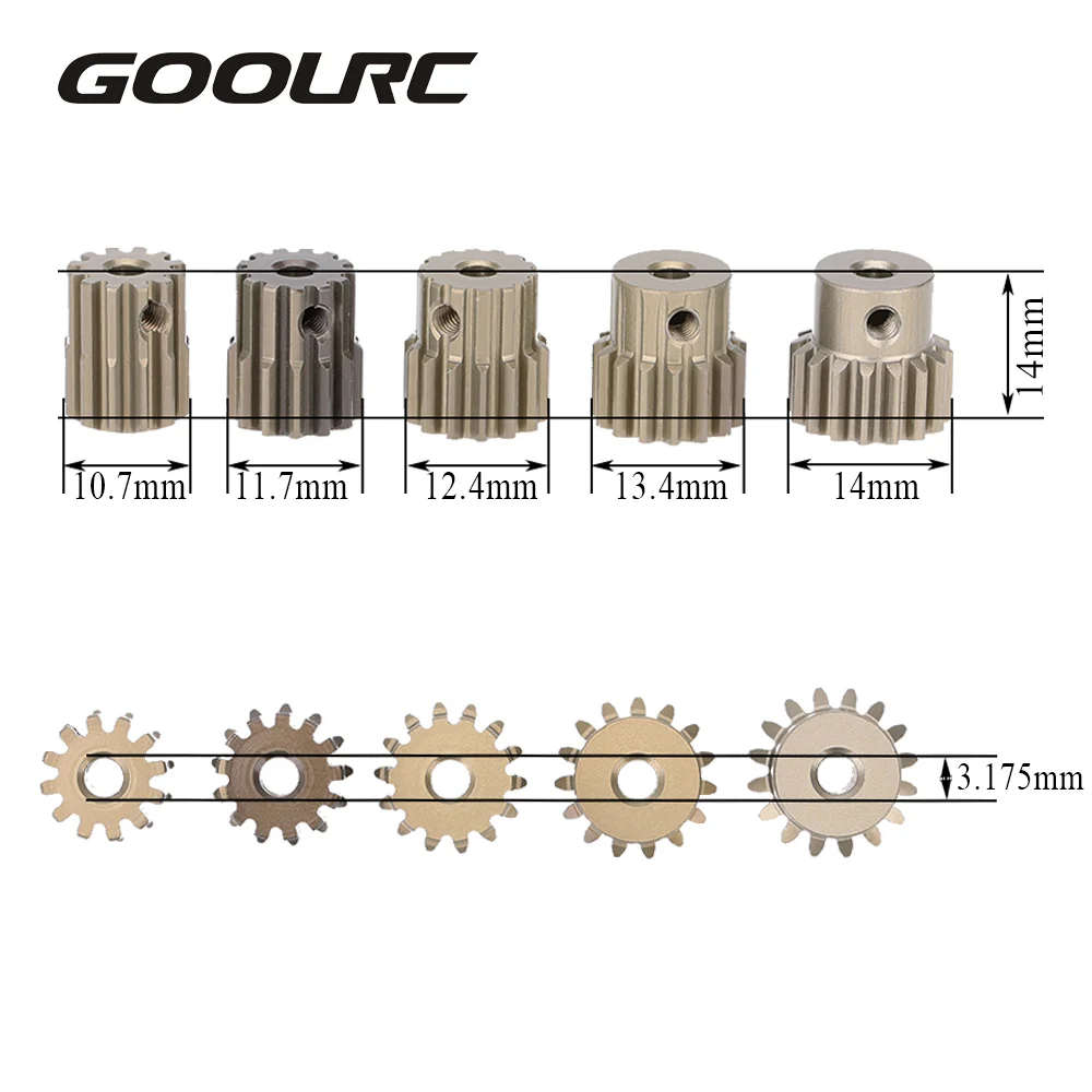 

High Quality GoolRC 32DP 3.175mm 12T 13T 14T 15T 16T Pinion Motor Gear Set for 1/10 RC Car Brushed Brushless Motor