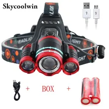 Светодиодный налобный фонарь Водонепроницаемый головной светильник USB ИК датчик движения головной светильник CREE XML T6 Высокая мощность 10000 люмен для рыбалки и охоты