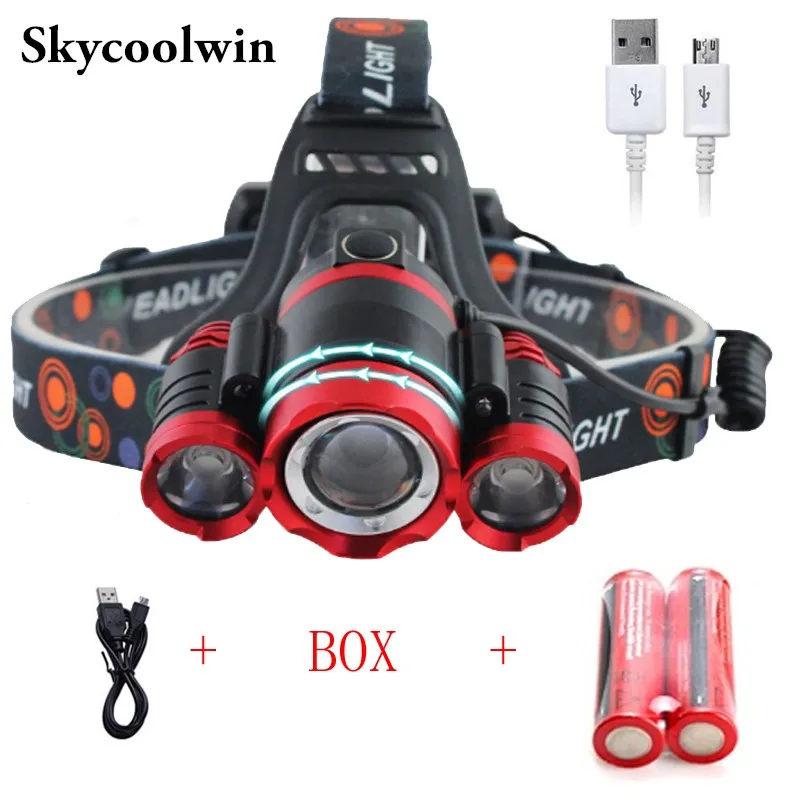 

LED Headlamp Waterproof Headlight USB IR Motion Sensor Head Lamp Light CREE XML T6 High Power 10000Lumens For Fishing Hunting