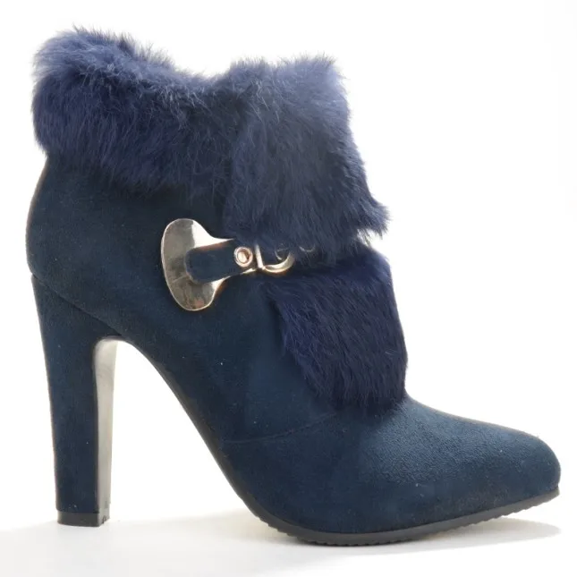 

Suede Women's Chunky Heel Pointed Toe Winter Boots With Charm Zip Comtablefor sapatos femininos 2015 Thin High Heels