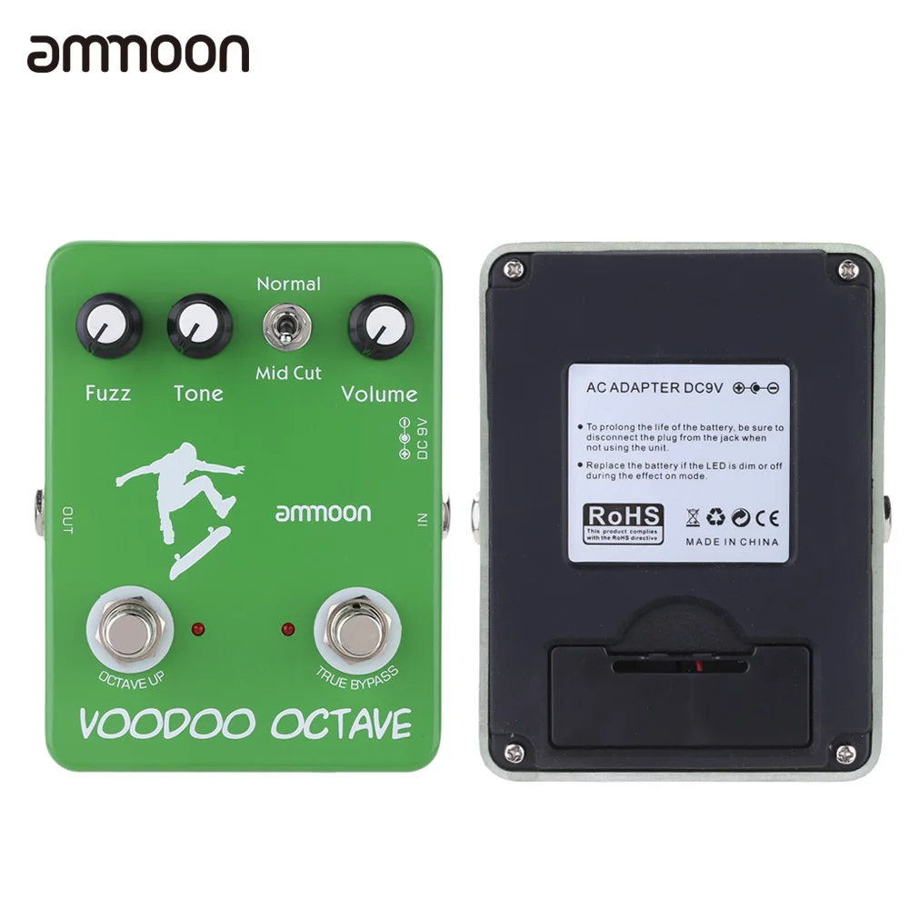 Ammoon AP 12 Voodoo Octave педаль для гитары Эффект Фуз эффект настоящий обход гитарные