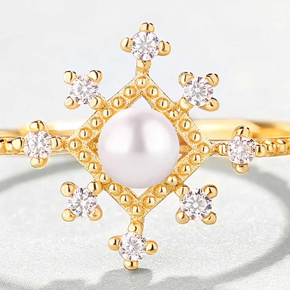 ALLNOEL кольцо с настоящим жемчугом, 925 пробы, серебряное, винтажное, снежинка, кольца для женщин, обручение, массивные ювелирные изделия с драгоценными камнями, свадебный подарок