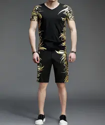 Новые модные 2018 г. спортивный костюм комплект шорты брюки Повседневное Для мужчин горячая Распродажа Спортивный костюм F951