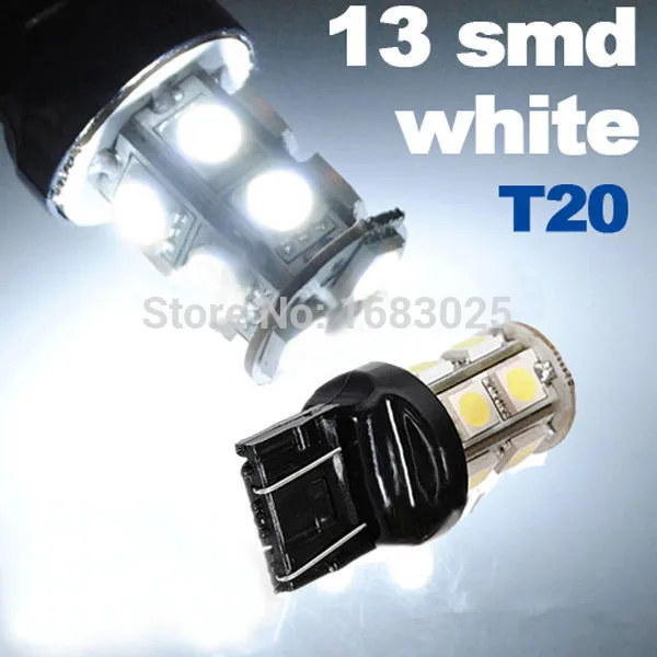 Большая рекламная акция 2x T20 W21/5 Вт 7443 13 SMD 5050 светодиодный чистый белый